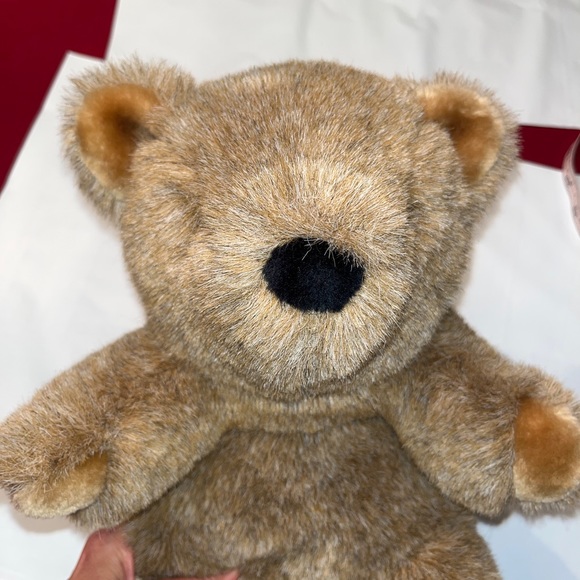 Gund brown fuzzy Bear 1982 vintage SOFT PLUSH sitting 10” tall black nose & eyes - Picture 7 of 13